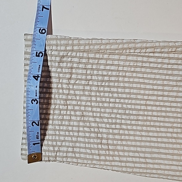 Zara Pants Trouser Slacks Seersucker Stripe Mid-Rise Stretch White Tan Ankle M - Picture 14 of 14